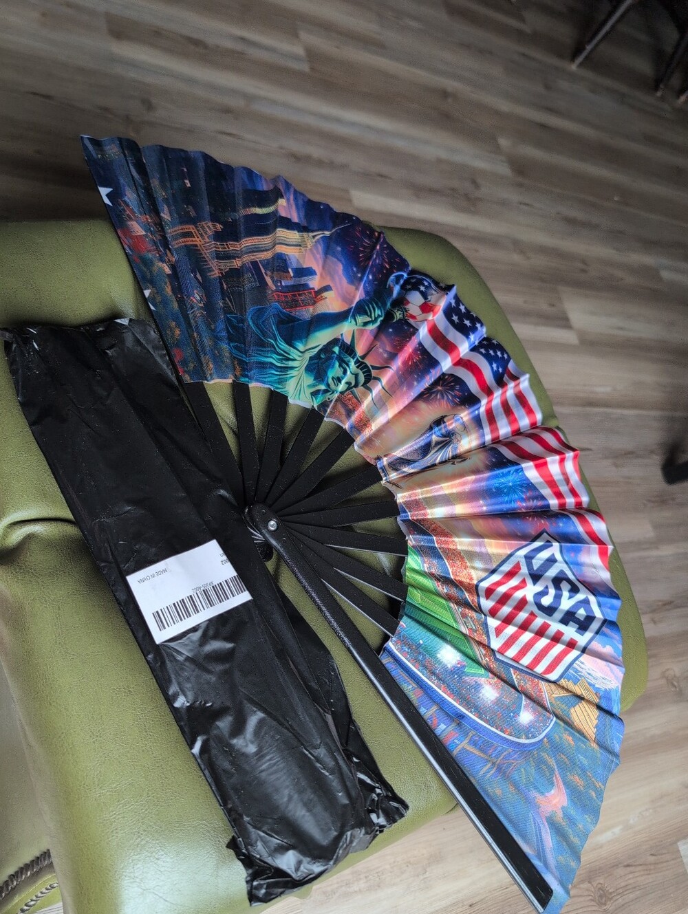 Patriotic USA World Cup  Soccer Hand Fan - Red, White & Blue Vibrant Graphics